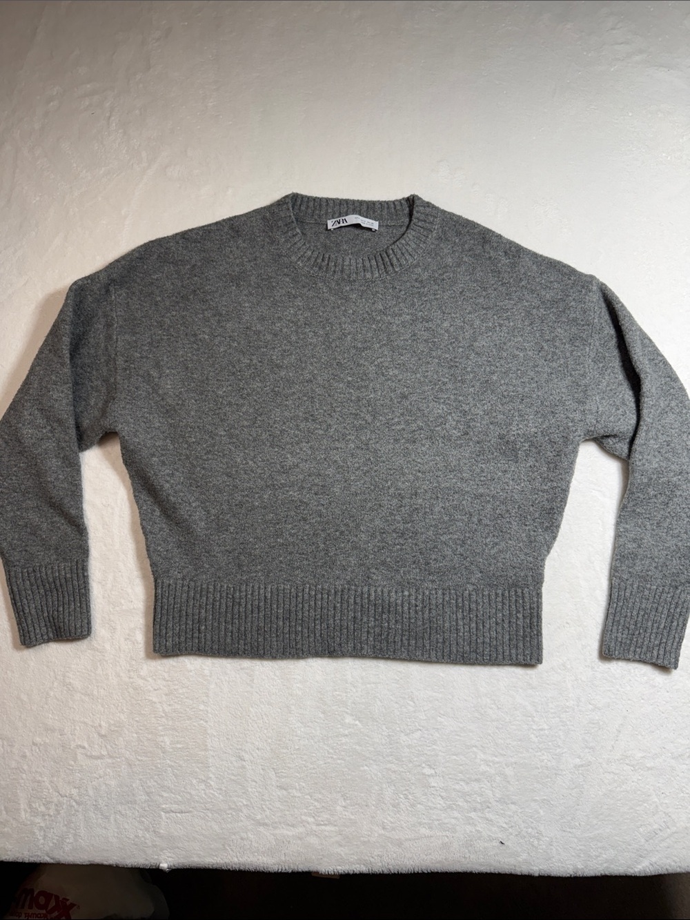 ZARA Heather Gray Crewneck Knit Sweater